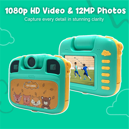 Contixo KC1 Kids' Splash-Proof Camera with Silicone Cover and Waterproof Case - Perfect for Capturing Adventures! - Green