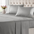 thumbnail image 2 of Trident 4-Piece Full Sheet Set, 400 TC, 100% Egyptian Cotton Bed Sheets w/ Pillowcases, Silver, 2 of 10