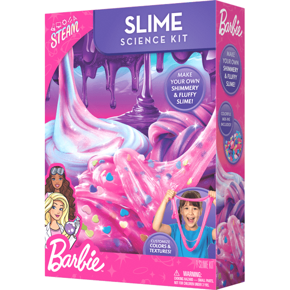 Barbie Slime Science Kit with Glitter and Fluffy Slime Accessories by Blue Marble