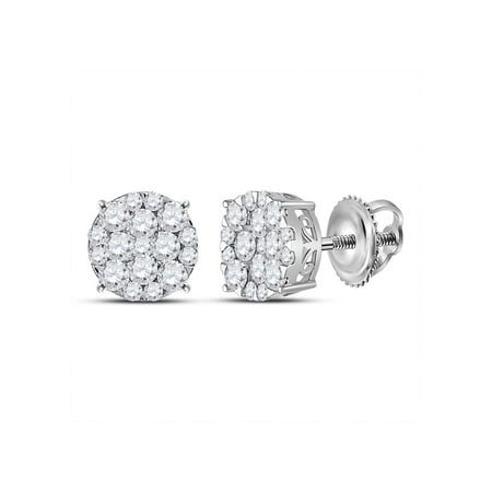 L U DIAMONDS 14k White Gold Diamond Earrings 1 Ctw