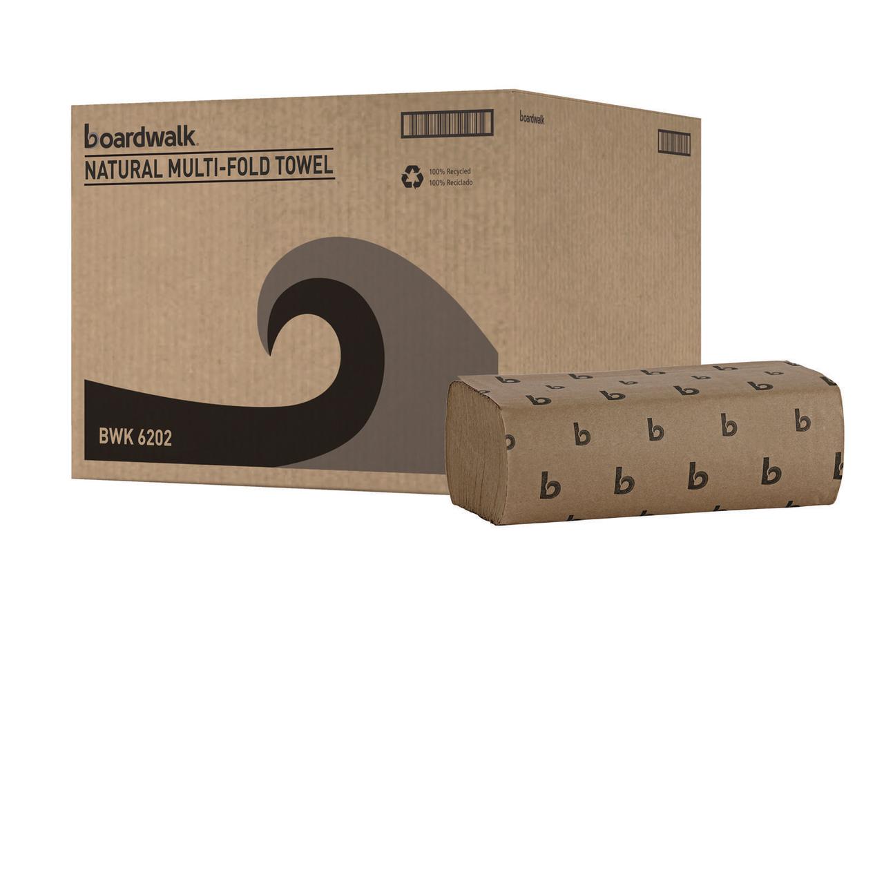 Boardwalk Multifold Commercial Paper Towels, Natural, 250 Towels/Pack, 16 Packs/Carton, 9 x 9.45 inches