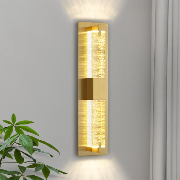 Kaisite Gold Wall Sconce Bathroom Vanity Light with Dimmable LED Crystal Bubble Wall Light for Bathroom & Living Room & Bedroom & Hallway