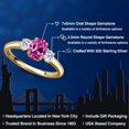thumbnail image 2 of Gem Stone King 18K Yellow Gold Plated Silver Pink Created Sapphire and White Topaz Engagement Ring for Women | 1.33 Cttw | Oval 7X5MM | Gemstone September Birthstone | Size 7, 2 of 6