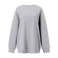 thumbnail image 4 of VANLOFE Women's Solid Color Long Sleeve Sweatshirt O-Neck Sweatshirt for Women Women's Fashion Trendy Gray Sweatshirt M, 4 of 4