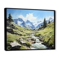 thumbnail image 2 of Designart "Green Blue Mountains Alpine Euphony" Landscapes Floater Framed Canvas Art Print, 2 of 7