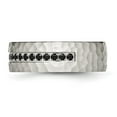 thumbnail image 3 of Chisel Stainless Steel Brushed and Hammered with Black CZ 7.5mm Band, 3 of 7