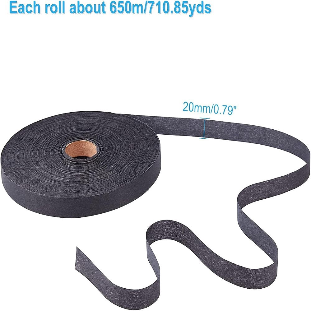 1 Roll 650m Natural Paper Raffia Ribbon Handmade Paper Rattan Ribbon Black Woven Paper Ribbon for Art Craft Flower Bouquets 0.78" Wide