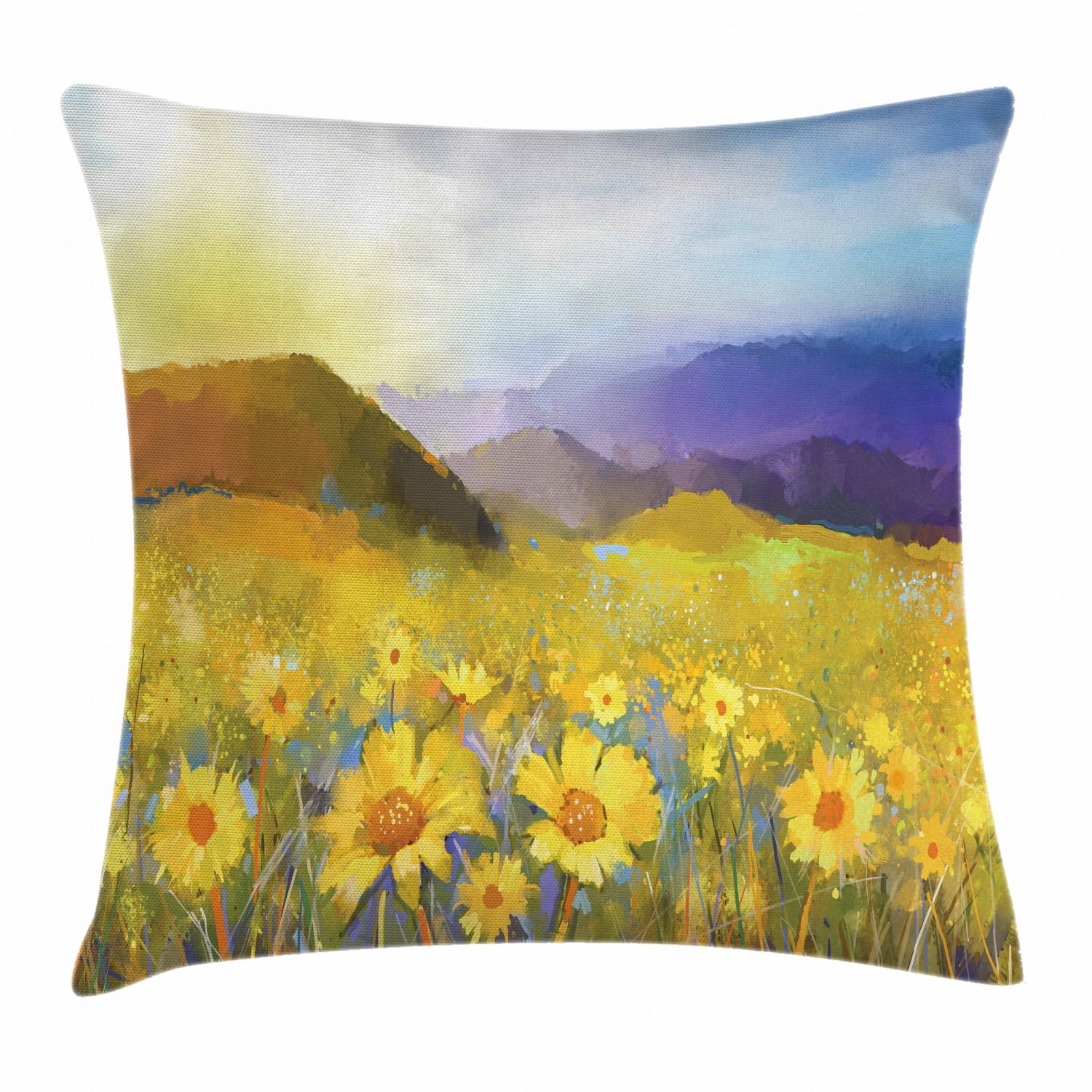 Fine Art Throw Pillow Cushion Cover, Daisy Flower Blossom Meadow