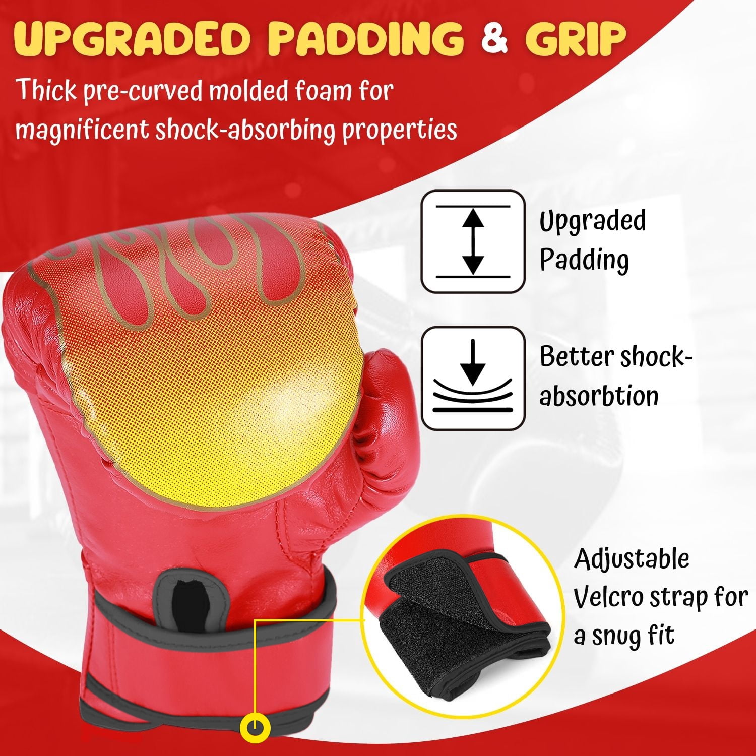 Kids Boxing Gloves For 3 to 8 Years, 4 oz Fire Red Boxing Gloves for Children Sparring Youth Boxing Gloves Junior Training Mitts Punching Bag Gloves for KickBoxing, MMA, Muay Thai, Training