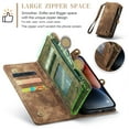 thumbnail image 4 of For Apple iPhone 15 Wallet Case,Multi-Functional Retro Leather Purse Flip Cover Zipper Wallet Case with Removable Card Slots Pocket & Detachable Wrist Strap Magnetic Phone Case, Darkbrown, 4 of 10