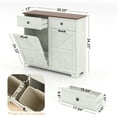 thumbnail image 4 of Double Tilt Out Trash Cabinet, 20 Gallon Kitchen Laundry Hamper Cabinet with 2 Drawers, Farmhouse Garbage Can Cabinet with Barn Doors, Brown, 4 of 8