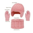 thumbnail image 5 of harmtty 3Pcs/Set Kids Hat Scarf Gloves Set Colorful Twist Texture Hat Thickened Plush Lining Neck Gaiter Knitted Gloves Set, 5 of 8