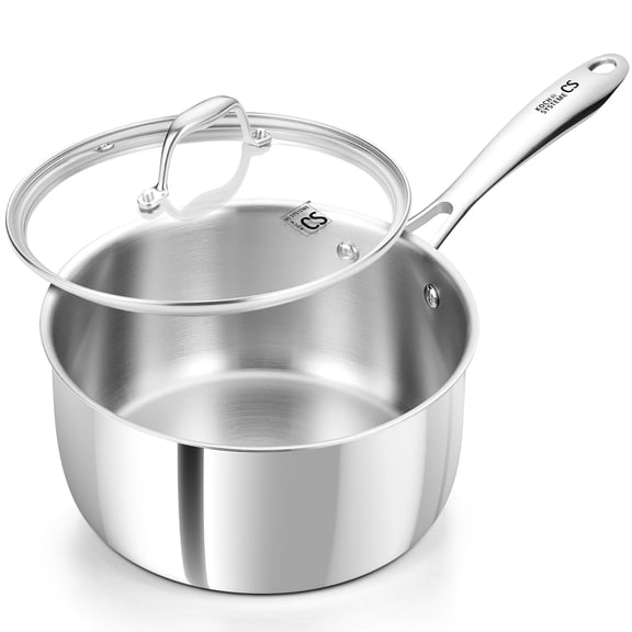 Koch Systeme CS 3qt Tri-Ply Stainless Steel Saucepan with Lid, Tri-Ply Stainless Steel, Dishwasher Safe, Induction Compatible