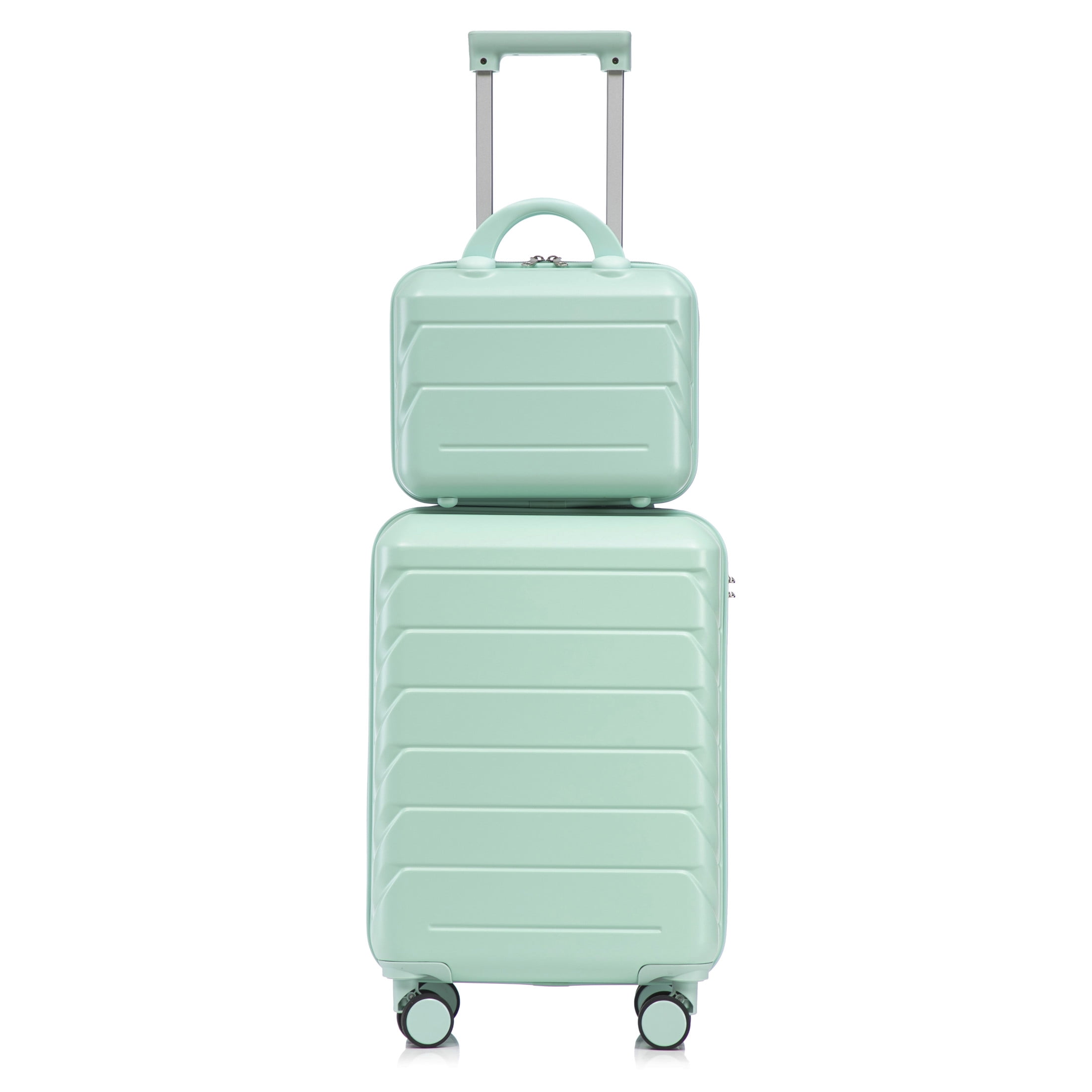 Noble House Lorven 2-Piece ABS Spinner Luggage Set, 20" Carry-On Suitcase and Cosmetic Case, Combination Lock, Mint Green