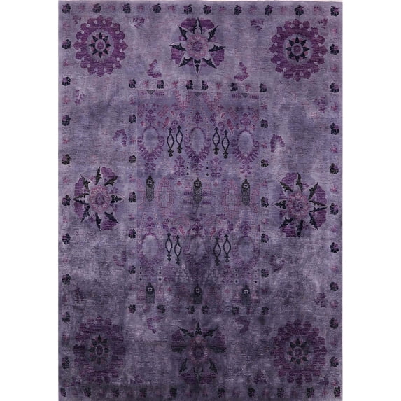 Ahgly Company Machine Washable Indoor Rectangle Industrial Modern Purple Haze Purple Area Rugs, 8' x 10'