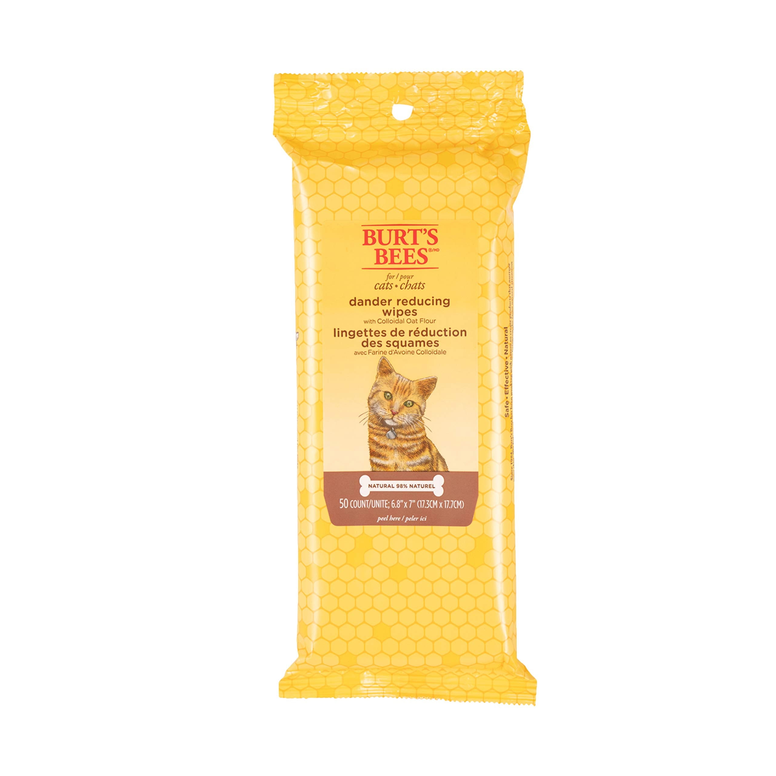 Burt s Bees for Pets Cat Natural Dander Reducing Wipes Kitten and Cat Wipes for Grooming Cruelty Free Sulfate Paraben Free pH Balanced for Cats Made in USA