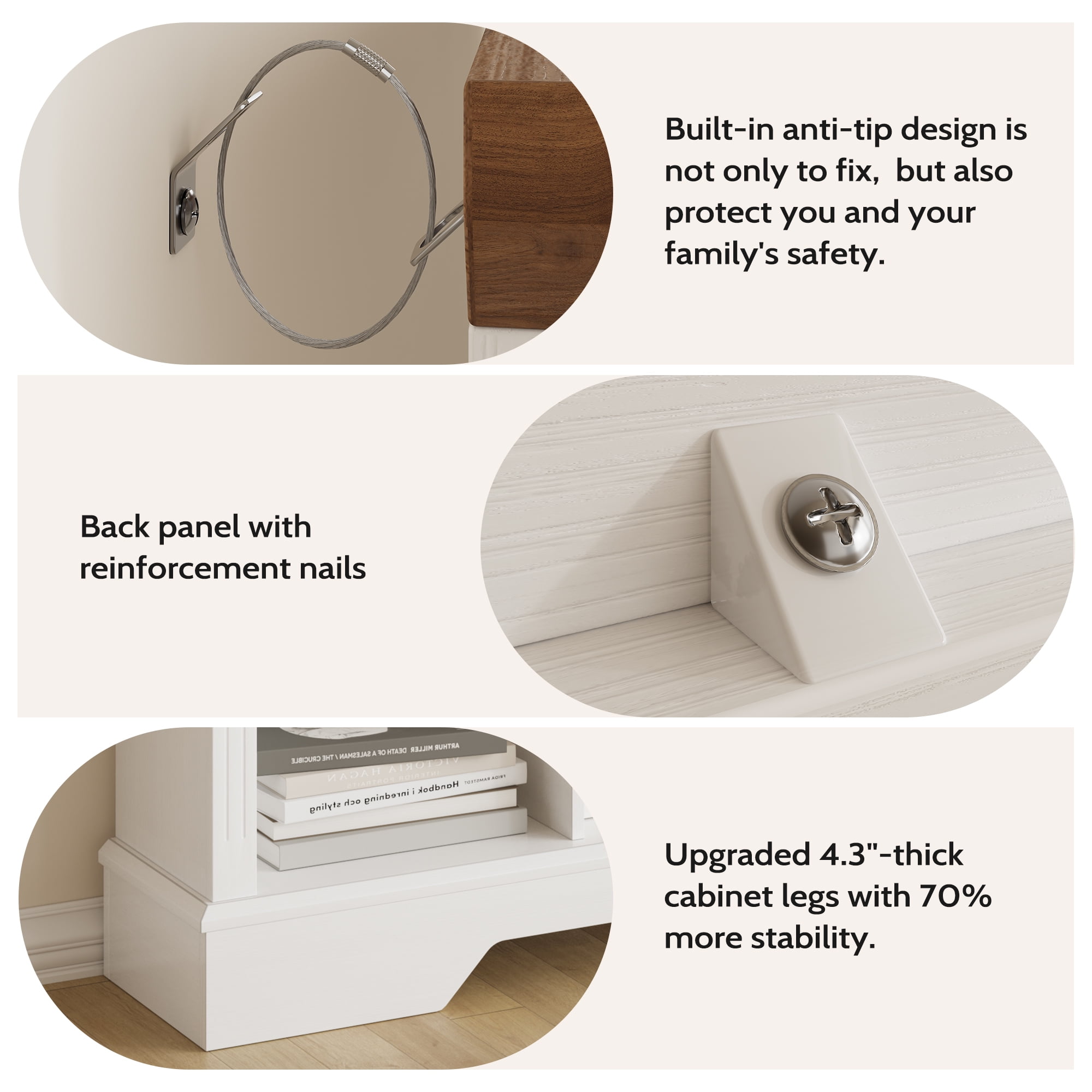 VIVIDWOOD Farmhouse 10-Cube Storage Organizer with Adjustable Shelf – White