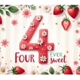 thumbnail image 4 of Floral Design Birthday Banner Strawberry Theme Number Banner Background for Kids Party Event Decor Celebration, 4 of 8