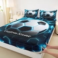 thumbnail image 3 of jejeloiu Football Game Sport Bed Sheets,Neon Blue Hexagon King Sheets For Boys Girls 4 Pieces, 3 of 7