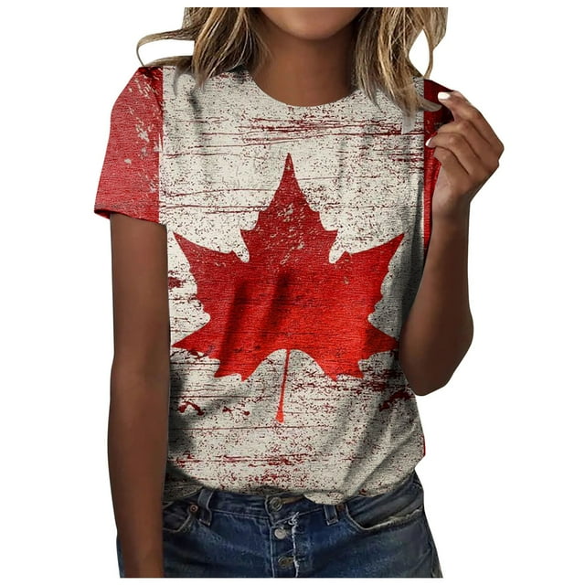 TSADFHJI Hauts Épaules Dénudées pour Femmes Blouses Mode Habillées pour Femmes Col Rond Manches Courtes T-Shirts de Vacances d'Été Imprimé Floral Blouses Grande Taille g Rouge Pastèque