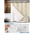 thumbnail image 5 of No Hook Shower Curtain with Snap-in Liner, Beige Flowers Waterproof Fabric Bathroom Curtains, Spring Floral Farmhouse Retro Art Bath Curtains & Mesh Top Window Narrow 36"x78", 5 of 9