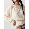 thumbnail image 2 of Women Boat‑Neck Dolman Long‑Sleeve Top, Draped Ruched Waist Cropped Blouse, Slouchy Relaxed‑Fit Trendy Shirt for Boho Daily Street‑Style Outfits, 2 of 5