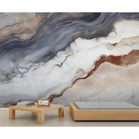 Modern Color Rendered Marble Texture Wall Mural, Abstract Texture Photo Large Removable Wallpaper Mural Wall Decor For Bedroom Office Living Room Kids Room 55"W x 28"H (Not Peel and Stick)