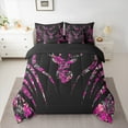thumbnail image 2 of Manfei Wild Deer Silhouette 7-Piece Twin Bedding Sets,Jungle Animal Bedding Comforter Set,Pink Black Sheet Sets For Boys Girls,Breathable Home Decor Reversible, 2 of 8