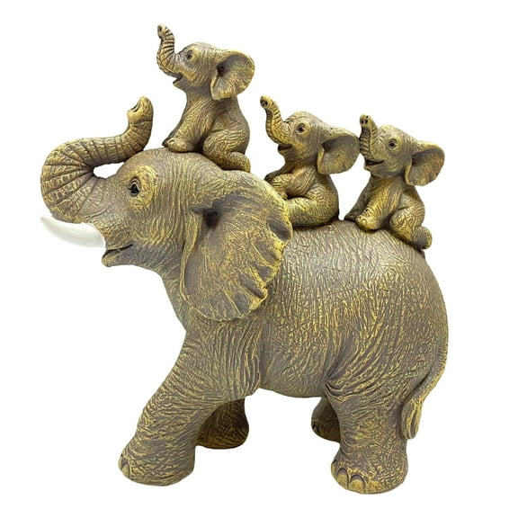 Baby and Mother Elephant Family Figurine ResinsAn1ma1Sculpture for Home Decors