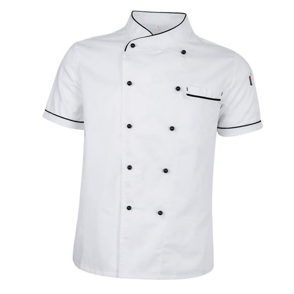 chef jacket uniform short-sleeved hotel kitchen chefwear chef coat 2xl white