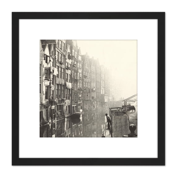 Breitner Kolkje Oudezijds Achterburgwal Amsterdam 8X8 Inch Square Wooden Framed Wall Art Print Picture with Mount