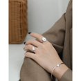 thumbnail image 3 of Anillo abierto de tulipán con concha de fritillaria ovalada geométrica en plata esterlina para mujer, 3 of 5
