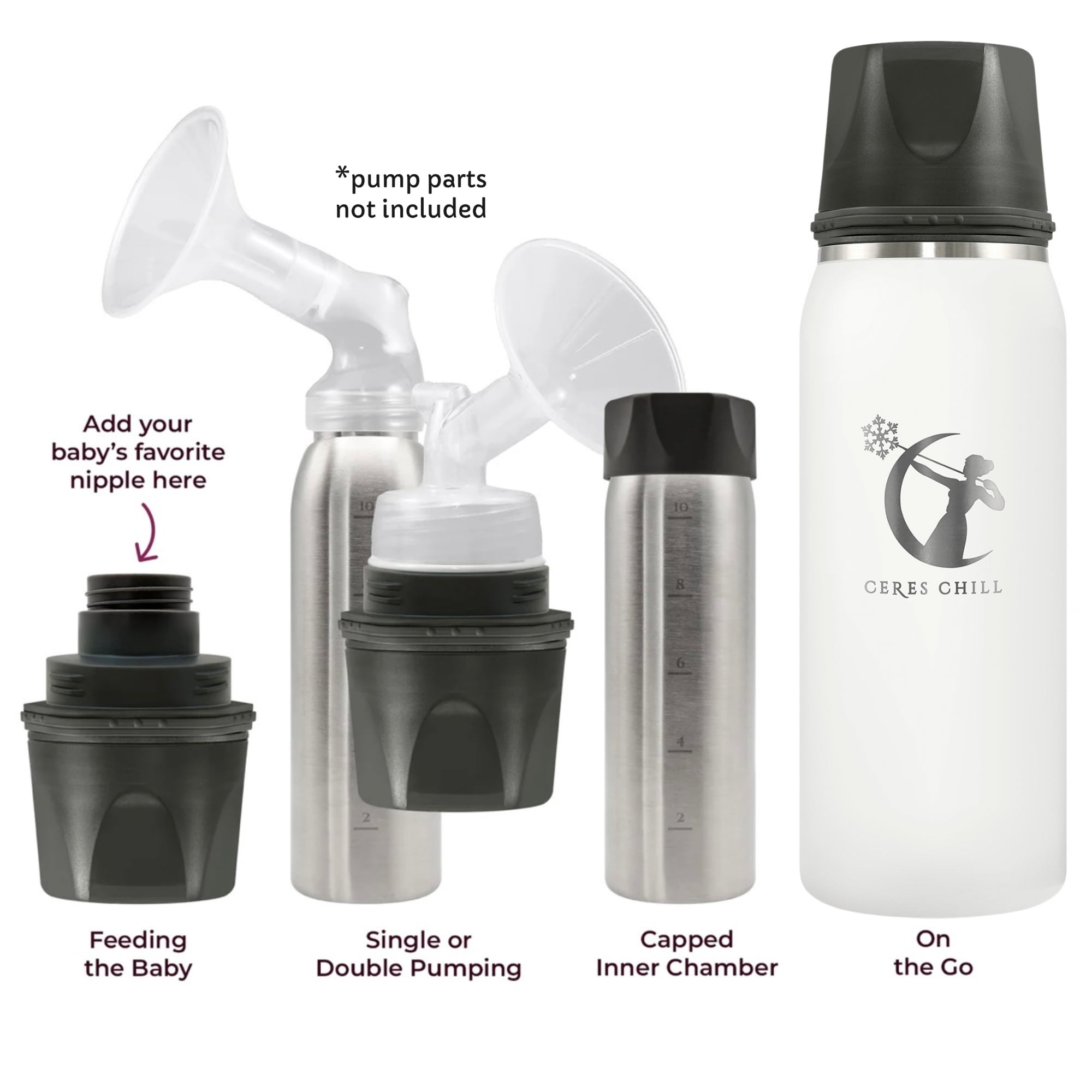 Ceres Chill OG Breast Milk Chiller Container Stainless Steel Future's So Bright White 27 oz. 1 ct