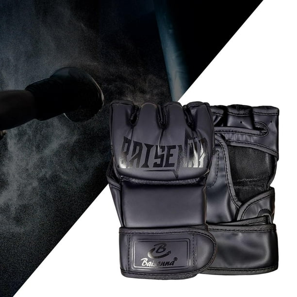 Guantes mma medio hombres mujeres grappling sparring fitness palma abierta protectora Negro Cola Guantes de boxeo
