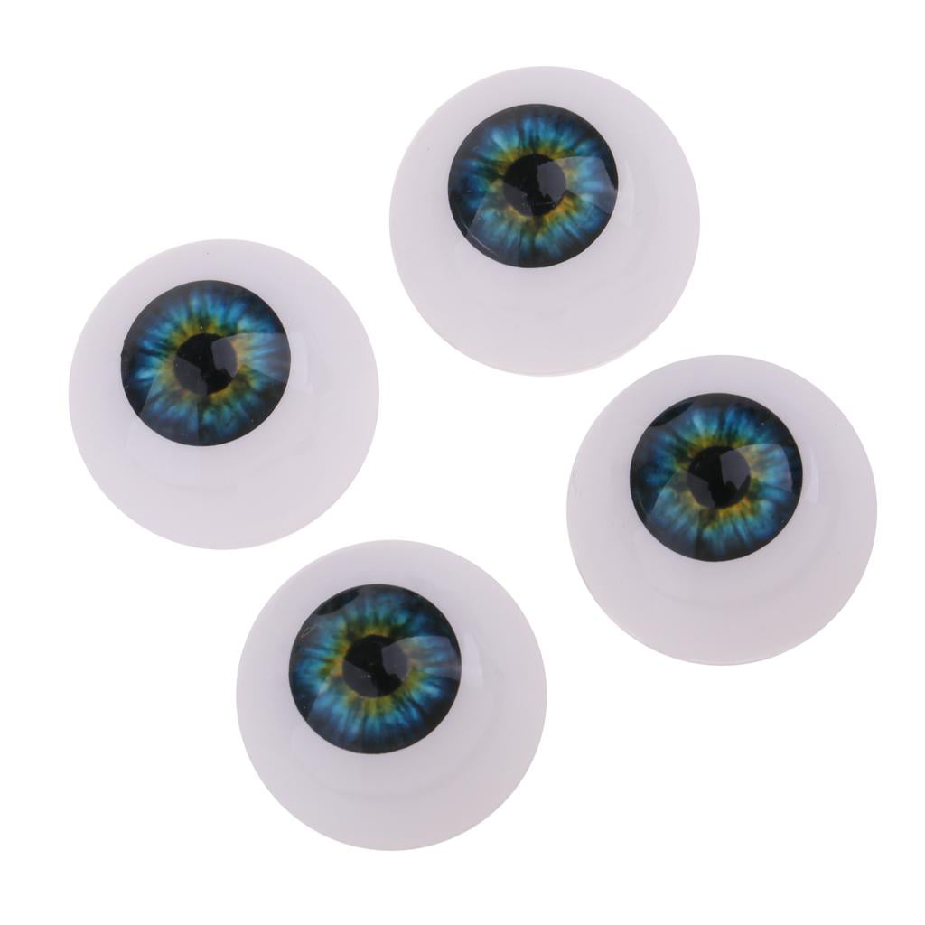 4Pairs Vivid Acrylic Oblate Eyeballs 24mm Eyes For Baby Doll Accessory Craft 