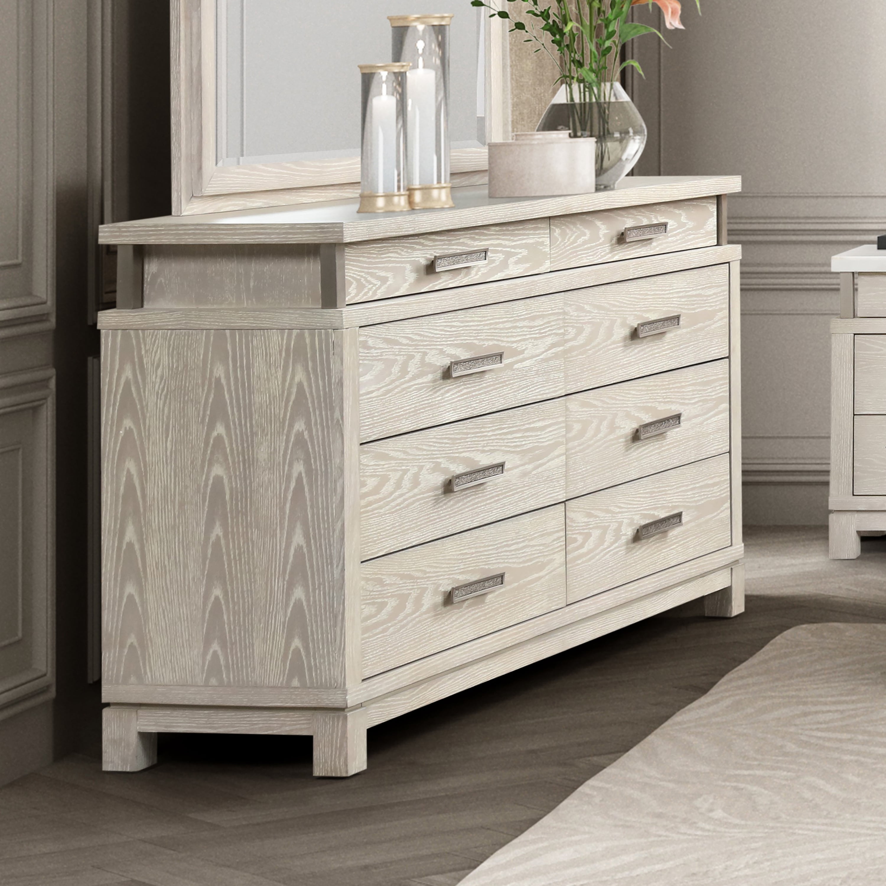 Furniture of America Sagnet Adult Transitional 8-Drawer Dresser, Weathered Gray