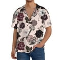 thumbnail image 3 of Balery Retro Red Black Roses Men's Casual Button Down Shirt Short Sleeve Textured Summer Cuban Beach Shirts-Small, 3 of 7