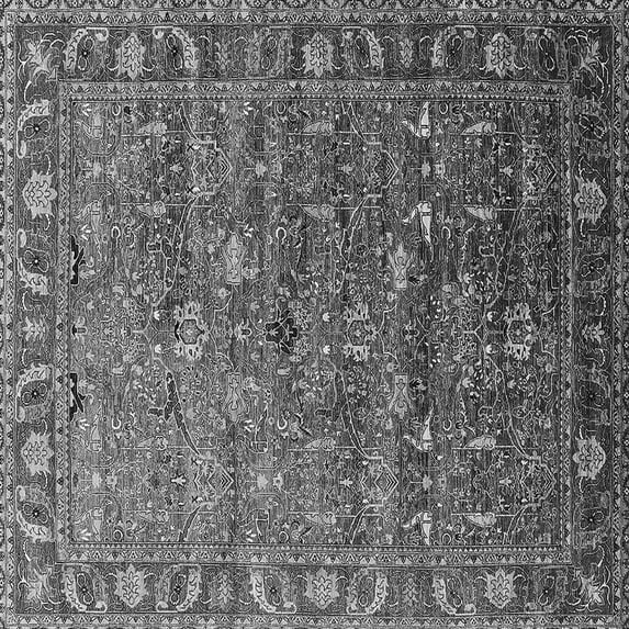 Ahgly Company Indoor Square Oriental Gray Traditional Area Rugs, 6' Square