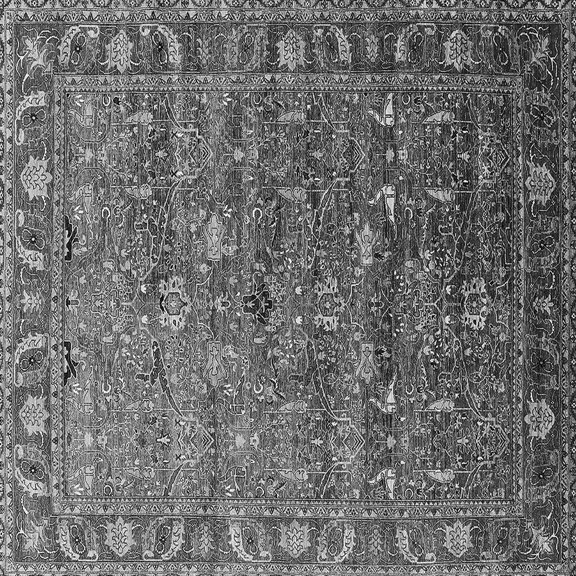 Ahgly Company Indoor Square Oriental Gray Traditional Area Rugs, 4' Square