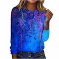 thumbnail image 5 of Plus Size T Shirts Womens Floral Printed Tops Crewneck Graphic Basic Tee Shirts Loose Fit Casual Tshirts (3XL, Blue 03), 5 of 7