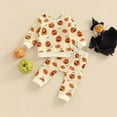 thumbnail image 2 of Jkety Baby Halloween Kids Boy Halloween Outfits Clothes Long Sleeve Pumpkin Print Sweatshirt+Elastic Long Pants 2Pcs Halloween-themed Clothing Orange,6-12 Months, 2 of 7