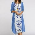 thumbnail image 2 of USSUMA Summer 2 Piece Dress Outfits for Women Leaves Print Sleeveless Tank Maxi Dress with Long Jacket Two Piece Sets, 2 of 6