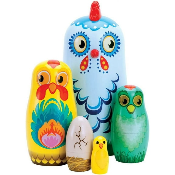 Hazel & Friends Nesting Chickens – Set of 5 Hand-Painted Wooden Dolls
