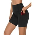 thumbnail image 4 of High Waist Black Yoga Running Compression Biker Shorts for Workouts Exercise with 3 Pockets, 4 of 6