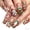 B, variant on 24PCS Medium Coffin Christmas Press On Nails, Nude Glitter Base with Santa Snowman Christmas Tree, Glossy Natural Fit Fake Nails for Women, Holiday Party & Daily Manicure, Salon & Home Use