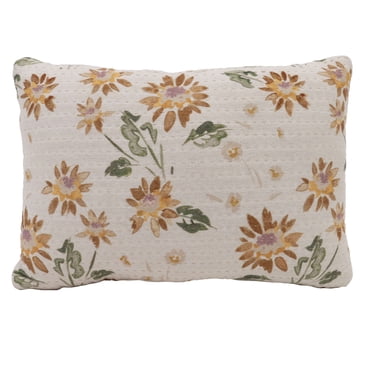 Mainstays Chambray Floral Decorative Throw Pillow with Sunflower Pattern