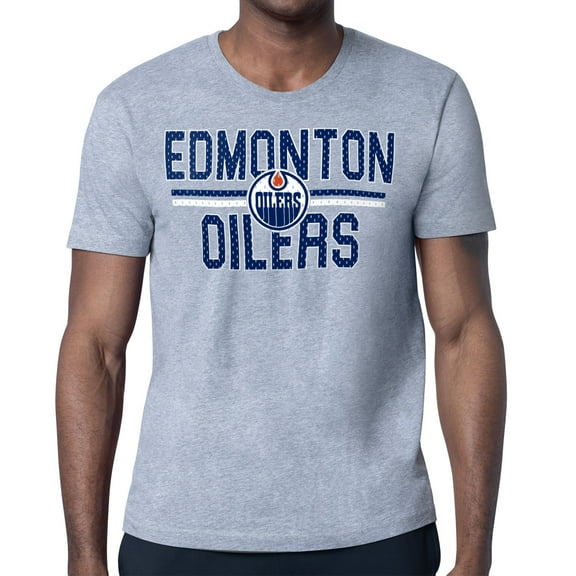 Men's Starter Heather Gray Edmonton Oilers Mesh Look Team Name T-Shirt