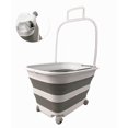 thumbnail image 3 of SAMMART Cesta plegable de plástico para la colada de 35 l (9,24 galones) con asa y ruedas – Contenedor de almacenamiento/tina de lavado plegable – Ahorro de espacio (1, blanco/gris), 3 of 5