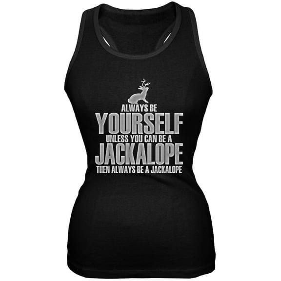 Always Be Yourself Jackalope Black Juniors Soft Tank Top - Large
