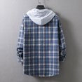 thumbnail image 2 of DxhmoneyHX Men's Long Sleeve Flannel Shirt Jacket with Hood Causal Button Up Plaid Shirts Lightweight Hooded Shirt, 2 of 4